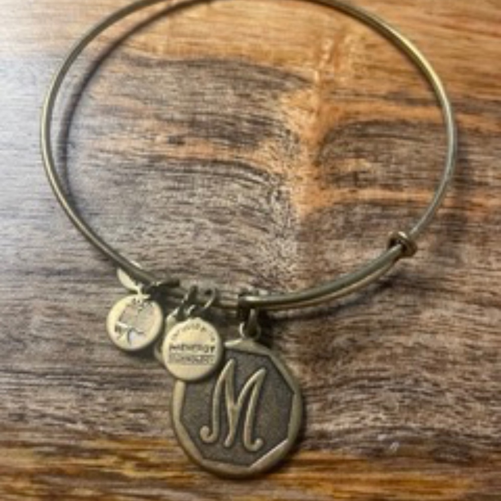 alex and Ani gold M Initial Bracelet